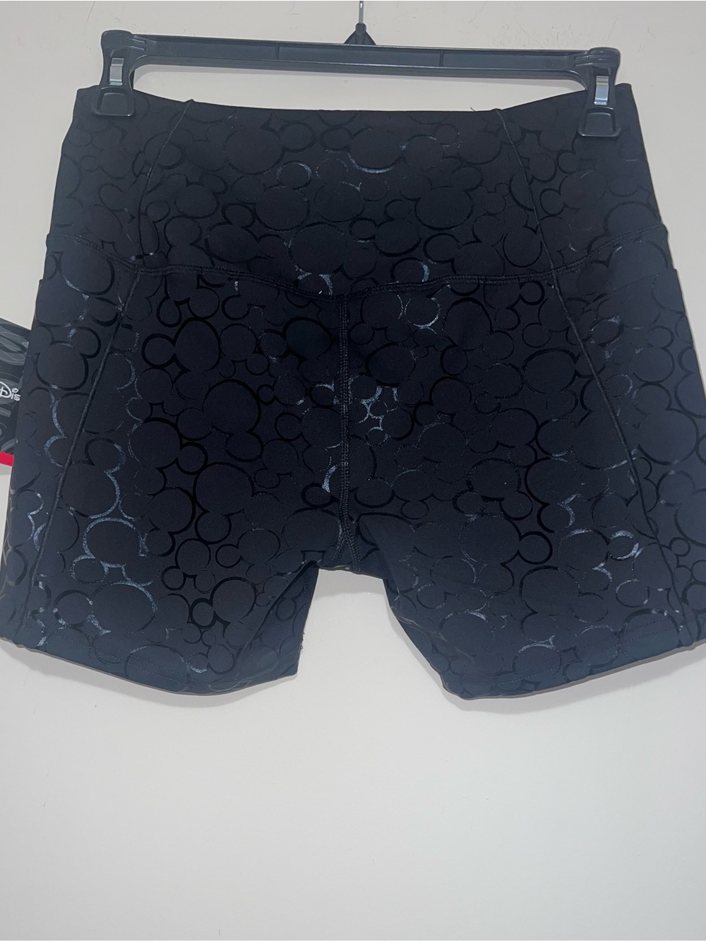 New Disney Mickey Mouse Head Black 5" Biker Shorts Women's Size Large NWT - Picture 4 of 5